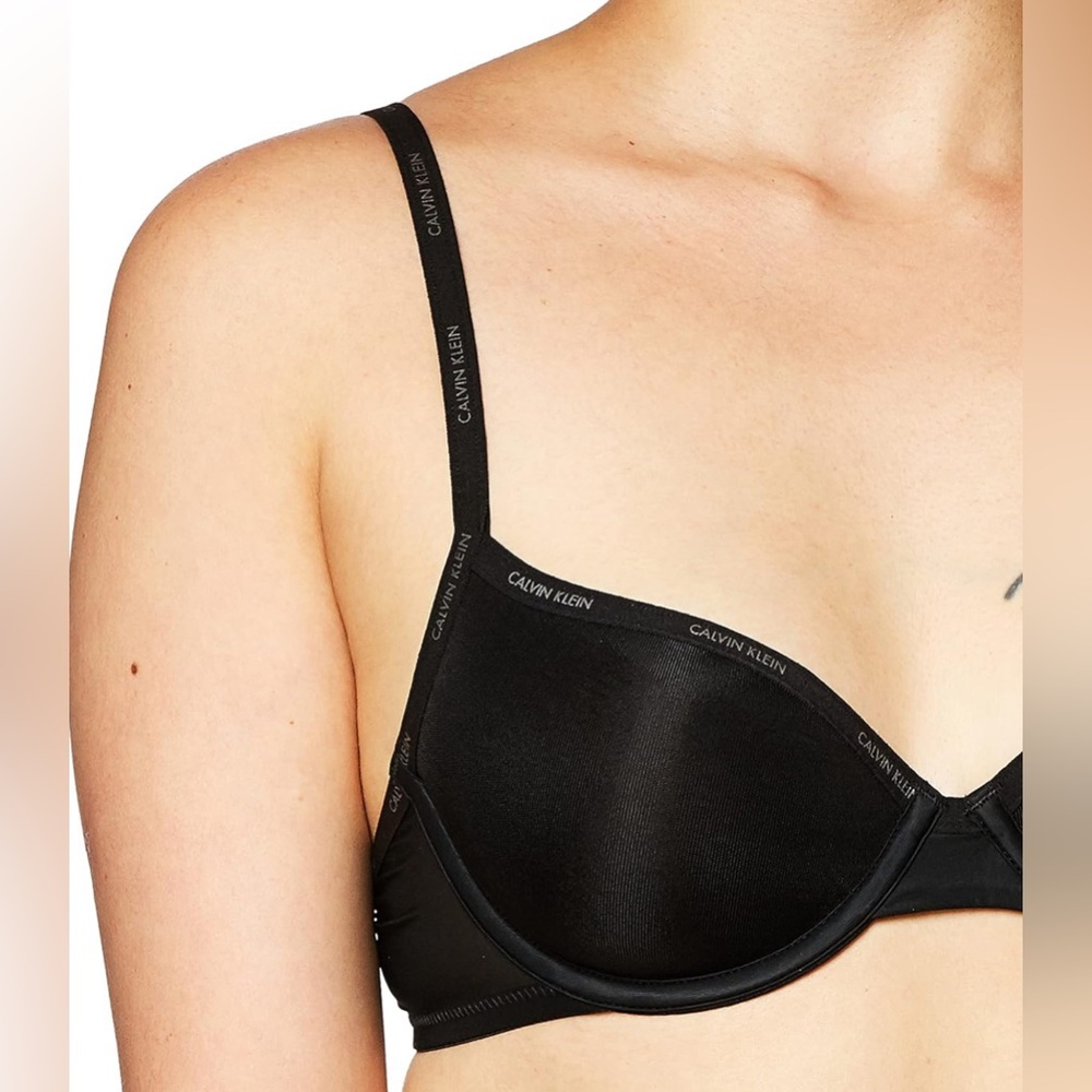 Calvin Klein Women's Sheer Marquisette Lightly Lined Demi Bra, 34C Black - Picture 3 of 9